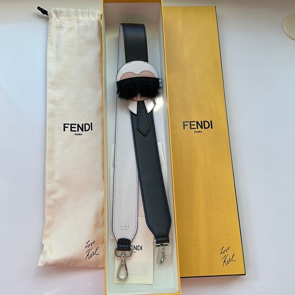 Fendi Karl black and white bag strap